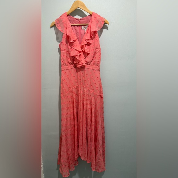 SALONI Rita Ruffle Polka Dot Maxi Dress - Coral | Size 4 | NWT - Picture 2 of 7